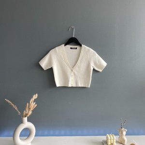 Cropped short sleeved cardigan